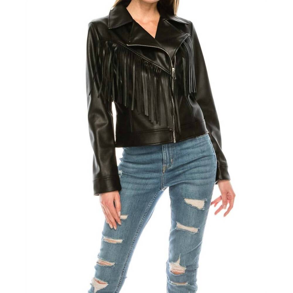 NEW JACK AND JILL fringe jacket in black